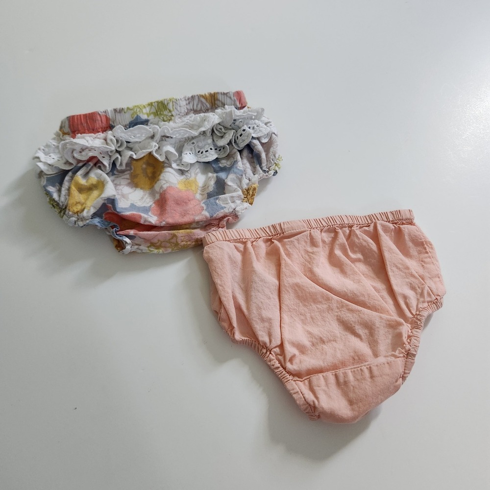 Baby Gap 100% Cotton Bloomers Diaper Covers size 18-24M Peach Floral Ruffle